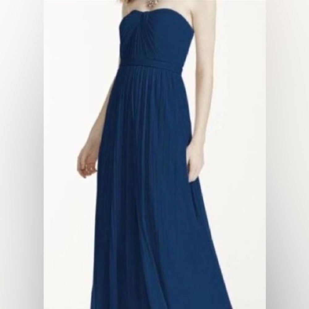 David’s Bridal Navy Strapless Long Formal Dress Size 2.